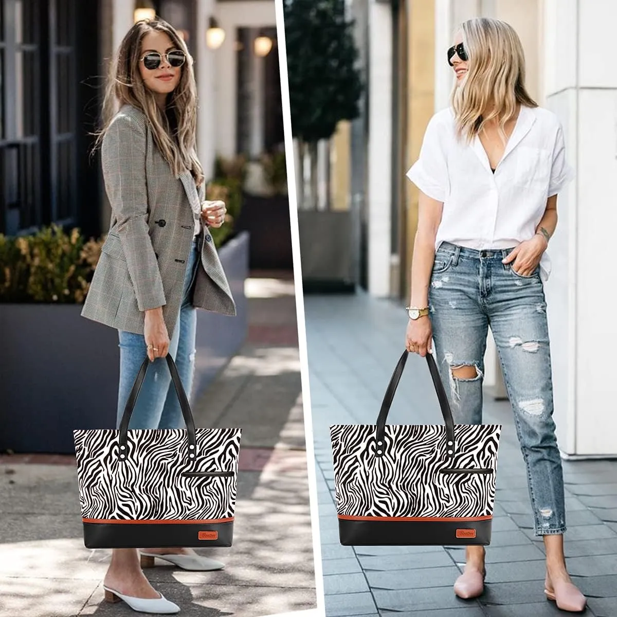 Laptop Tote Bag for Women Large Canvas Womens Briefcase Waterproof Computer Bag Work Bags for Women Fits 15.6 inch Laptop