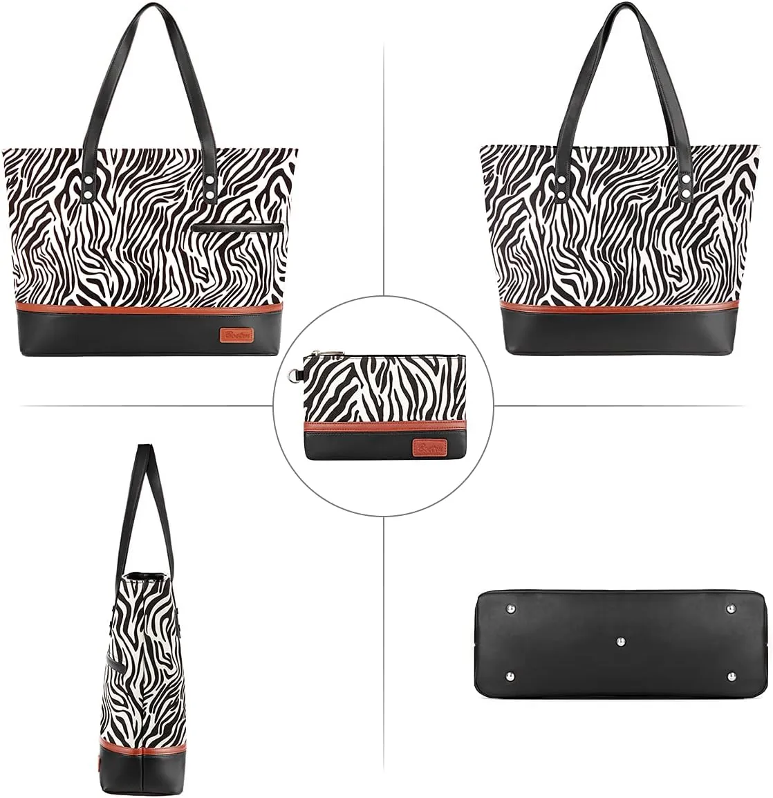 Laptop Tote Bag for Women Large Canvas Womens Briefcase Waterproof Computer Bag Work Bags for Women Fits 15.6 inch Laptop