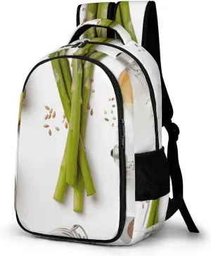 Laptop Travel Backpacks for Women Men,Small Jar of Flax Seeds Printed Computer Bags Travel Work Rucksack Ergonomic Shoulder Straps