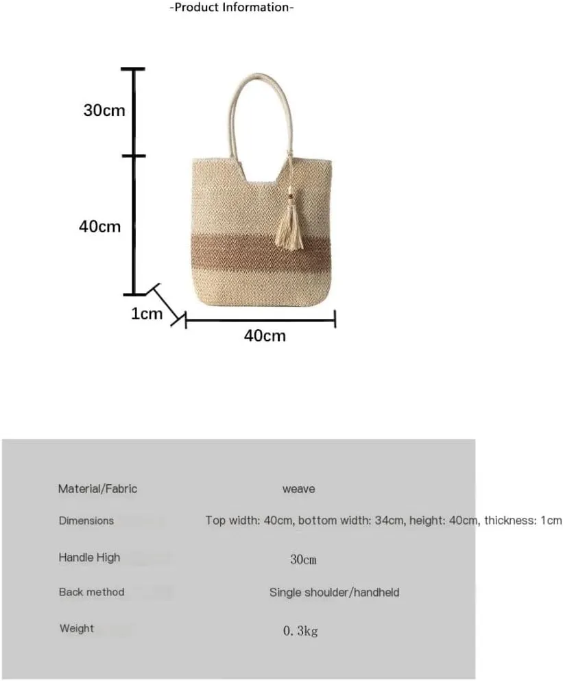 Large capacity Bag Casual Striped Straw Handbag with Tassels: Enjoy a Pleasant Time Ladies shoulder Bag