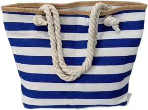 Large Capacity Striped Canvas Tote Bag with Zipper, Durable Shoulder Handbag for Women, Spacious Work Shopping Bag