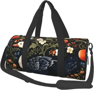 Large Capacity Travel Bag Apple Bush Swan Travel Duffle Bag with Adjustable Strap Foldable Sports Gym Bag for Men Women Carry On Luggage Weekend Bag