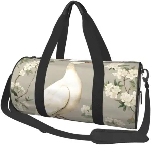 Large Capacity Travel Bag Branch White Goose Travel Duffle Bag with Adjustable Strap Foldable Sports Gym Bag for Men Women Carry On Luggage Weekend Bag