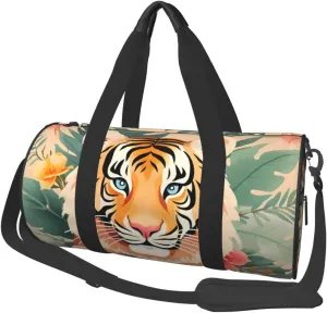 Large Capacity Travel Bag Flower Bush Tiger Travel Duffle Bag with Adjustable Strap Foldable Sports Gym Bag for Men Women Carry On Luggage Weekend Bag