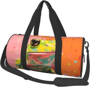 Large Capacity Travel Bag Pigment Frog Travel Duffle Bag with Adjustable Strap Foldable Sports Gym Bag for Men Women Carry On Luggage Weekend Bag