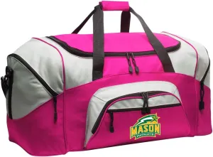 LARGE George Mason Duffel Bag George Mason University Suitcase or Gym Bag For Men Or Her Official GMU Merchandise (Pink)