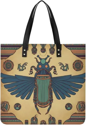 Large Grocery Bags Beach Tote Egyptian Scarab Bag for Women Shoulder Bag for Travel Work Handbag