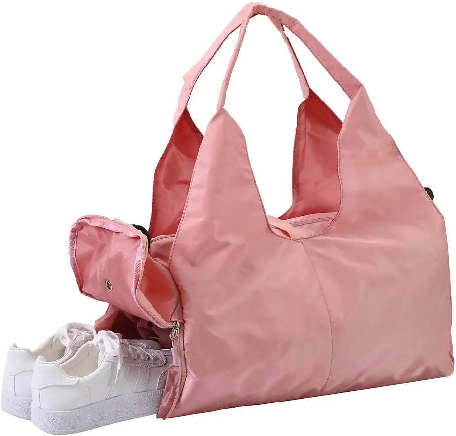Large Gym Duffle Bag with Yoga Mat Buckle, Waterproof Weekender, Carry On Tote for Women Pink
