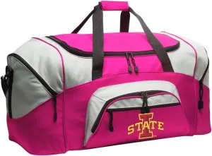 LARGE ISU Cyclones Duffel Bag Iowa State Suitcase or Gym Bag For Men Or Her (Pink)