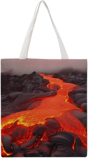 Large Martin Canvas Tote Bag,Red Lava Print Tote Bag,canvas Shopping Bag,reusable Tote Bag