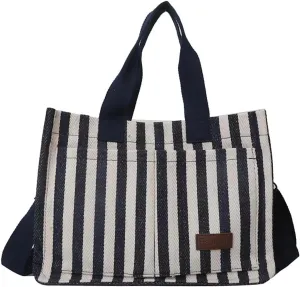 Large Striped Tote Bag Laptop Grocery Art Bag Utility Shoulder Diaper Teacher Work Gym Beach Travel Tote for Women