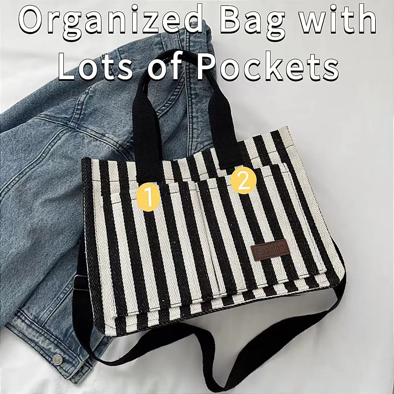 Large Striped Tote Bag Laptop Grocery Art Bag Utility Shoulder Diaper Teacher Work Gym Beach Travel Tote for Women