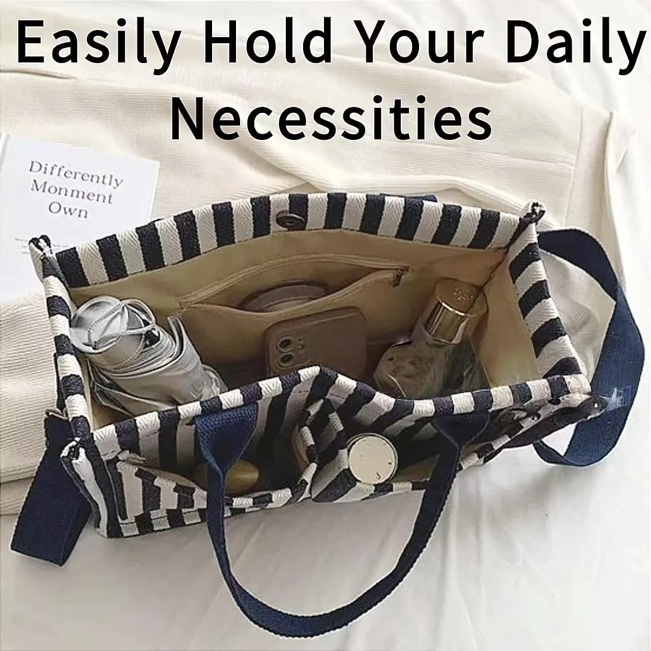 Large Striped Tote Bag Laptop Grocery Art Bag Utility Shoulder Diaper Teacher Work Gym Beach Travel Tote for Women