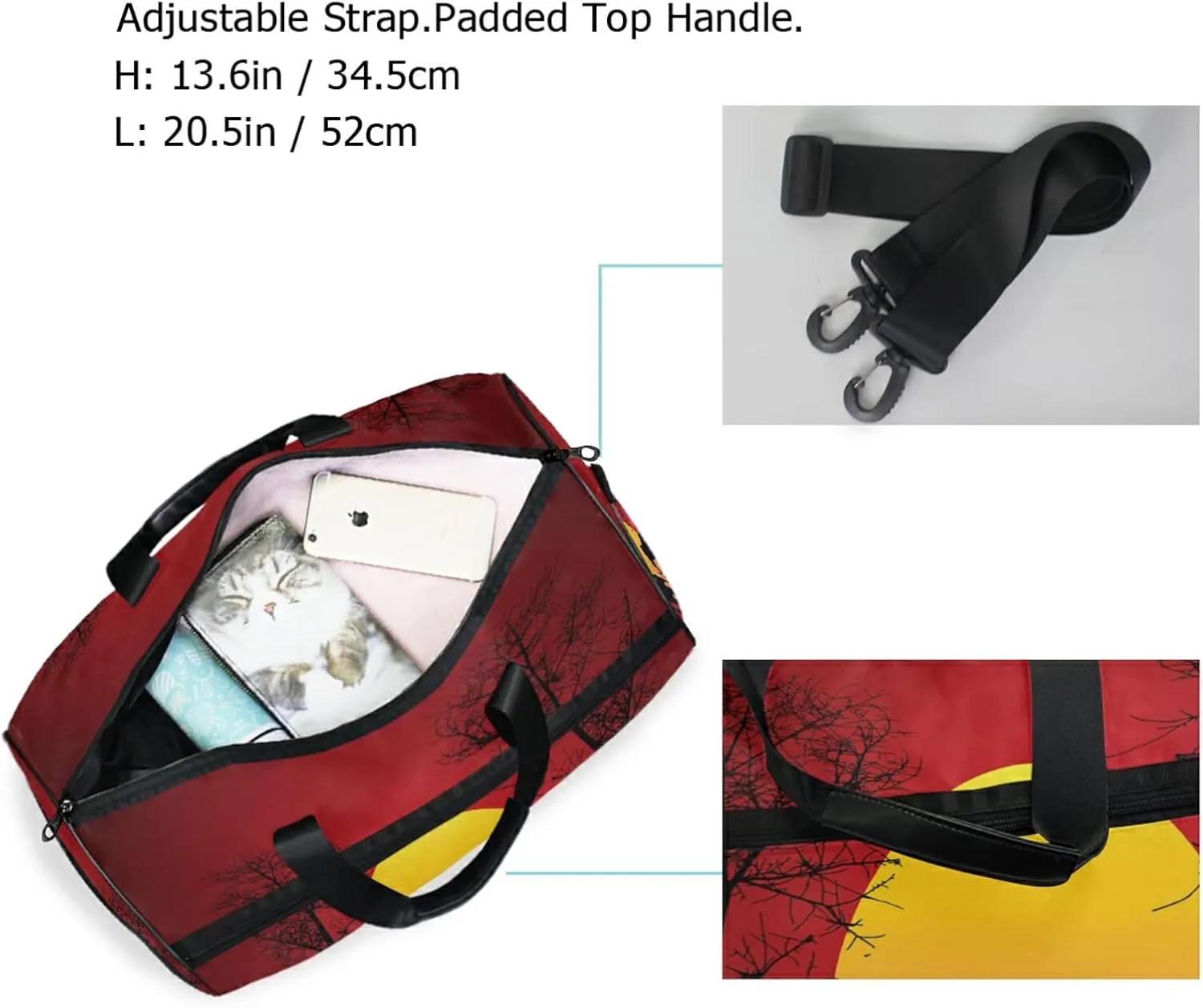 Large Travel Duffel Bag for Women Men African Animal Elephant Tree Sports Tote Gym Bag Shoulder Weekender Foldable Overnight Bags with Shoe Compartments, Lightweight