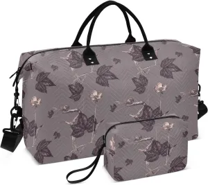 Large Travel Duffel Luggage for Women Floral with Snails Tote Bag Weekender Duffel Bag with Adjustable Strap for Workout Waterproof