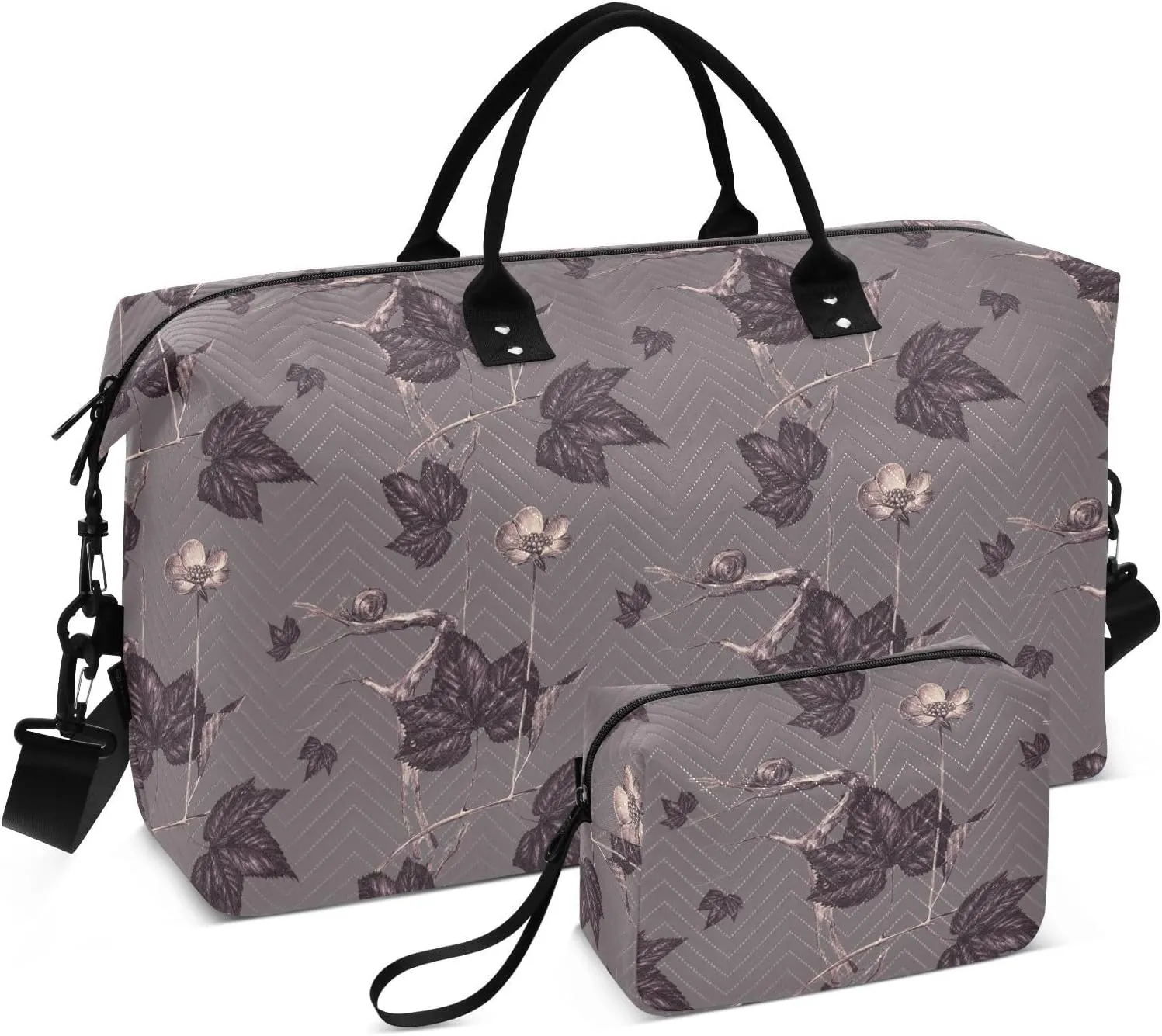 Large Travel Duffel Luggage for Women Floral with Snails Tote Bag Weekender Duffel Bag with Adjustable Strap for Workout Waterproof