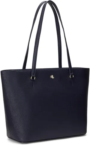Lauren Ralph Lauren Crosshatch Leather Medium Karly Shopper Tote