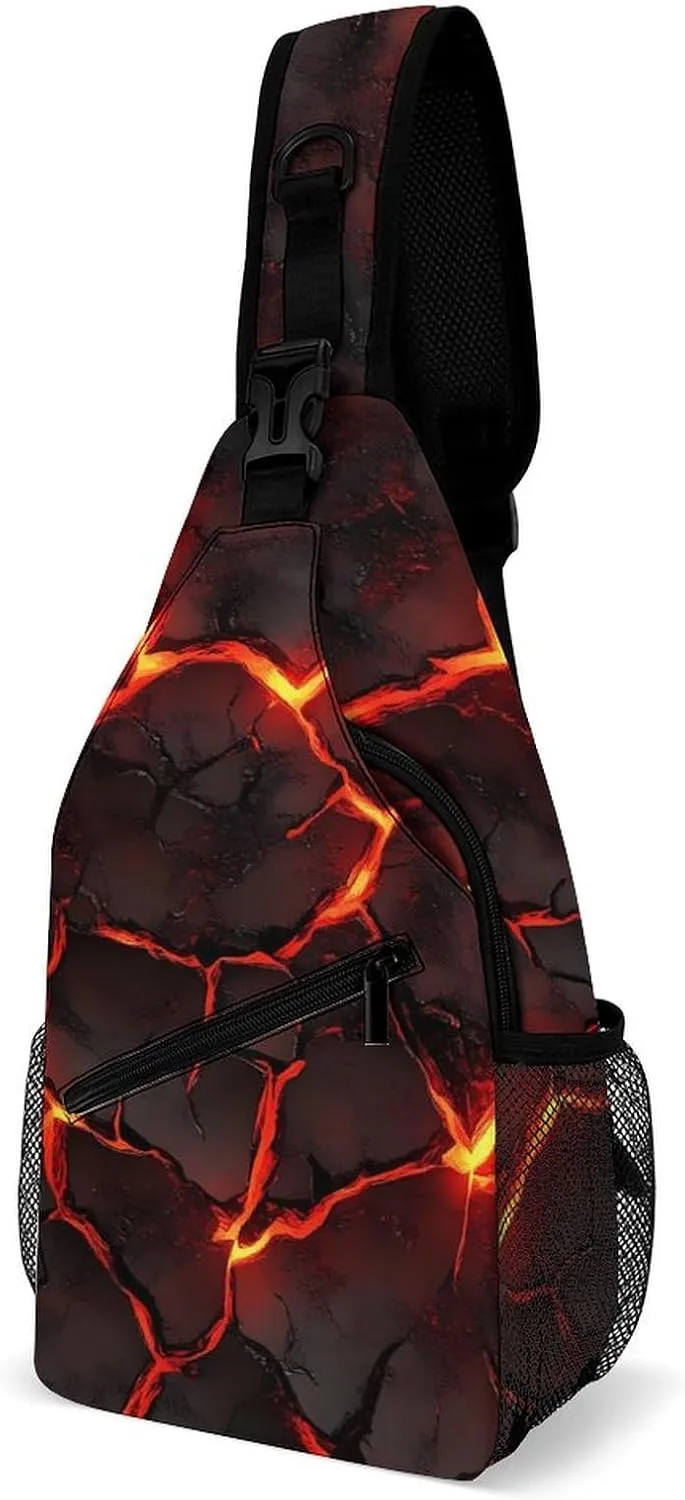 Lava Magma Fashion Chest Bag for Men Small Sling Bag Backpack Crossbody Travel Hiking Daypack
