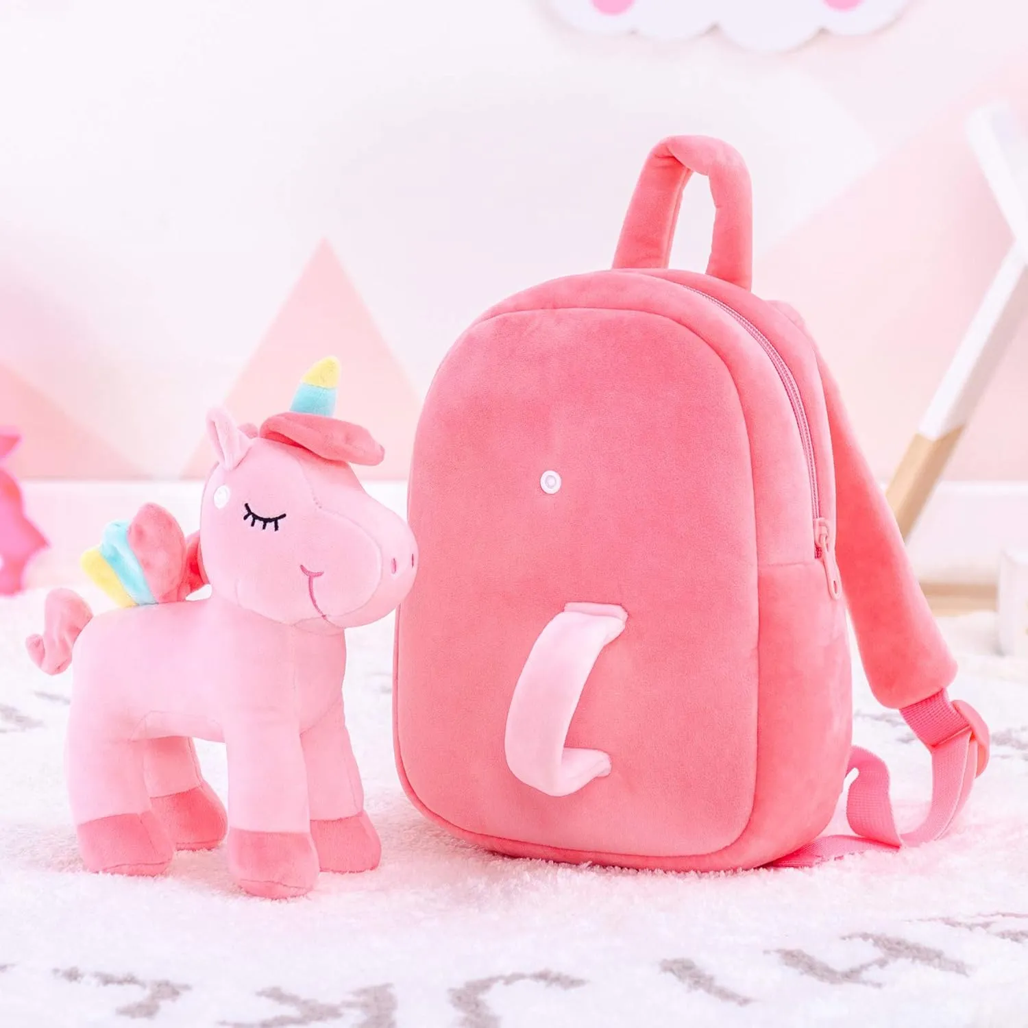 Lazada Unicorn Kids Backpack Stuffed Toy Toddler Backpacks Plush Backpack Pink 9.5"
