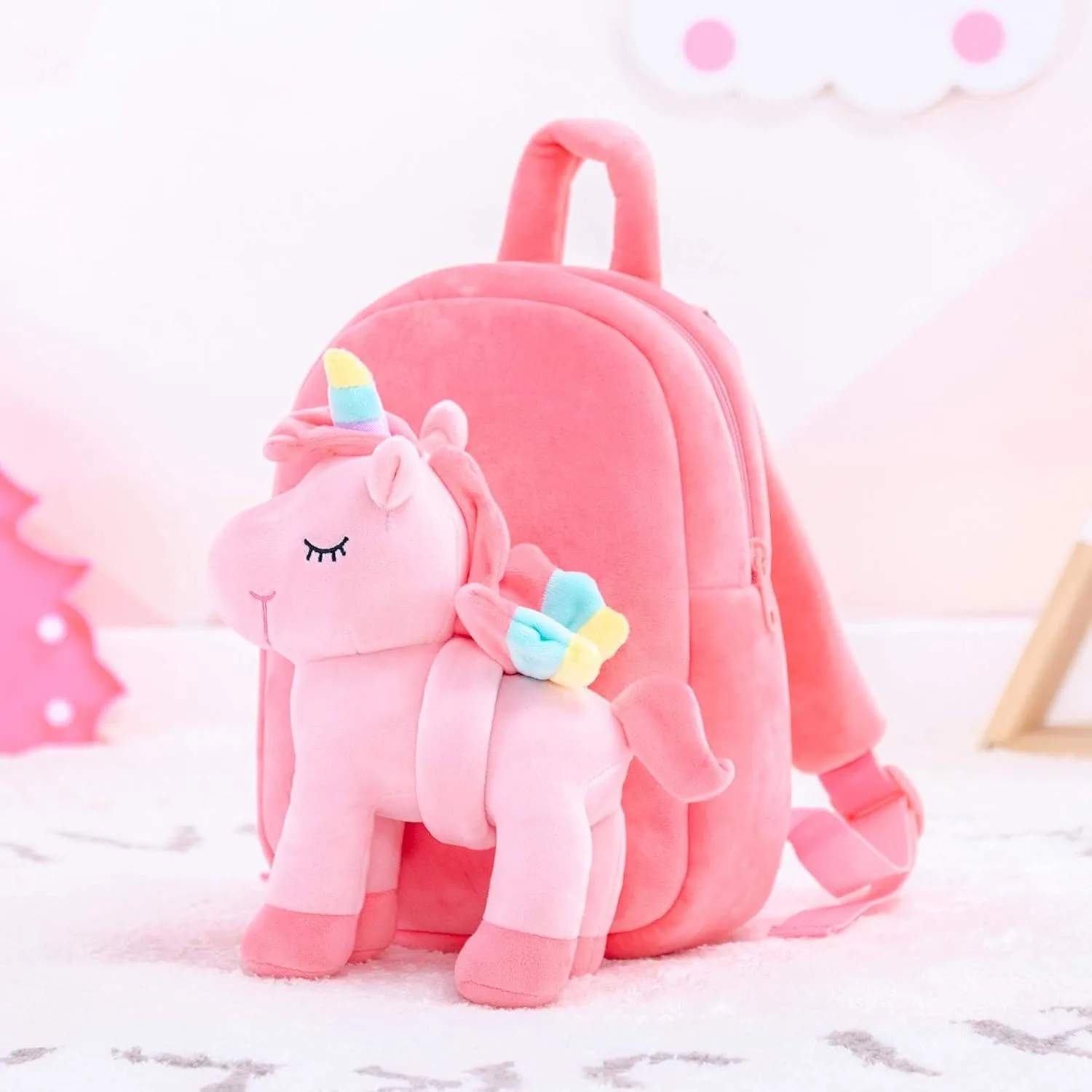 Lazada Unicorn Kids Backpack Stuffed Toy Toddler Backpacks Plush Backpack Pink 9.5"