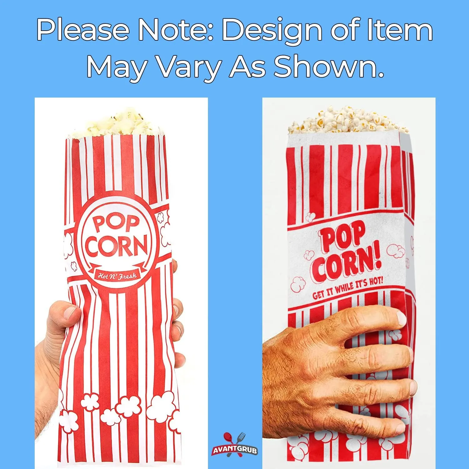 Leak-proof, 2oz Grease Resistant Popcorn Bags 100 Pack. Tear Resistant, Single Serving Paper Sleeves in Nostalgic Red/White Design. Great Movie Theme Party Supplies, Retro Carnivals & Fundraisers