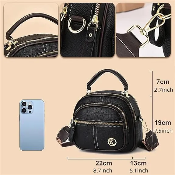 Leather Bag, Multifunctional Compartment Adjustable Wide Shoulder Strap Leather Bag, Bags for Women
