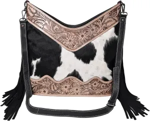 Leather Cross Body Bag Purse for Woman Sling Bag Cowhide Handmade Western Shoulder Bags With Adjustable Strap 12x14 in