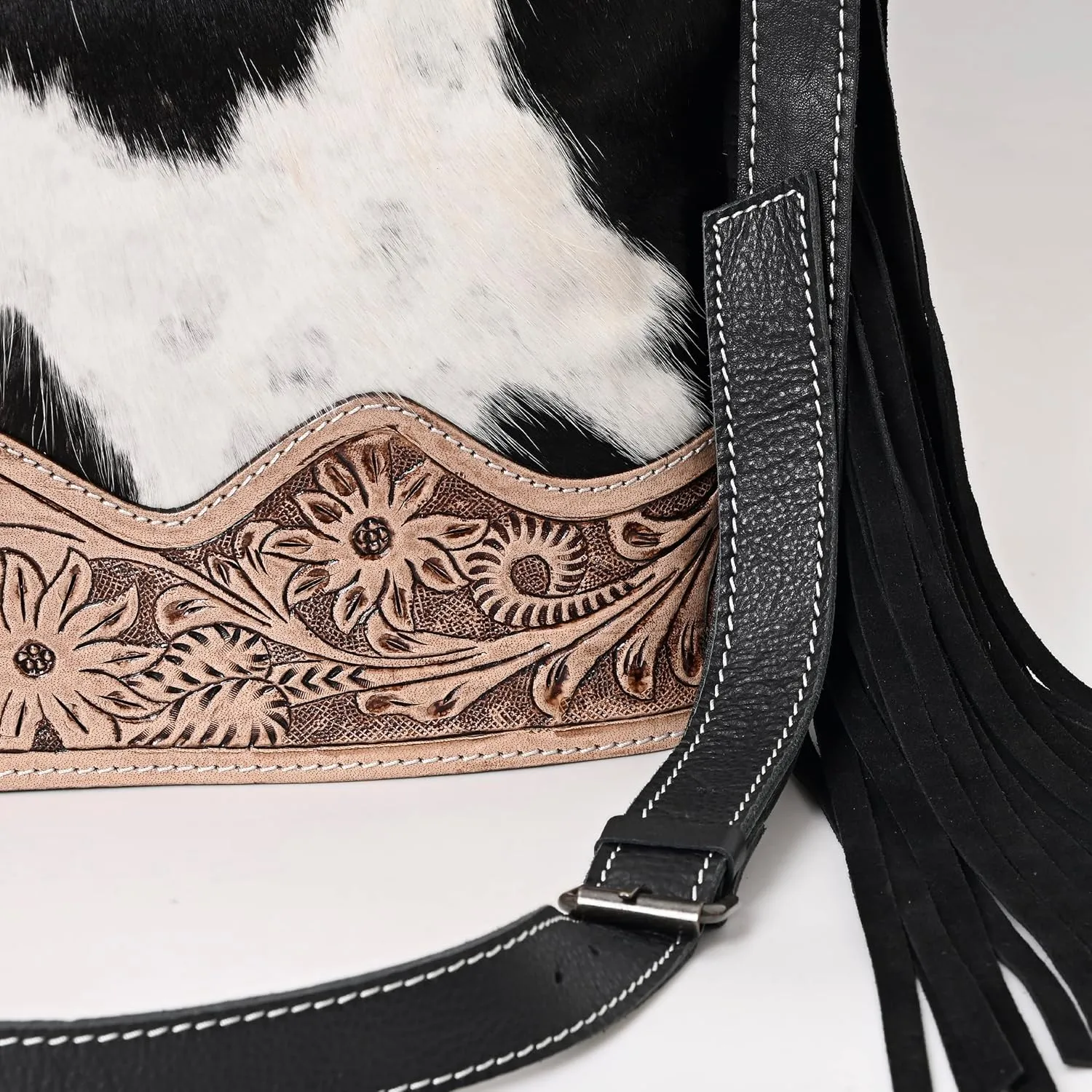 Leather Cross Body Bag Purse for Woman Sling Bag Cowhide Handmade Western Shoulder Bags With Adjustable Strap 12x14 in