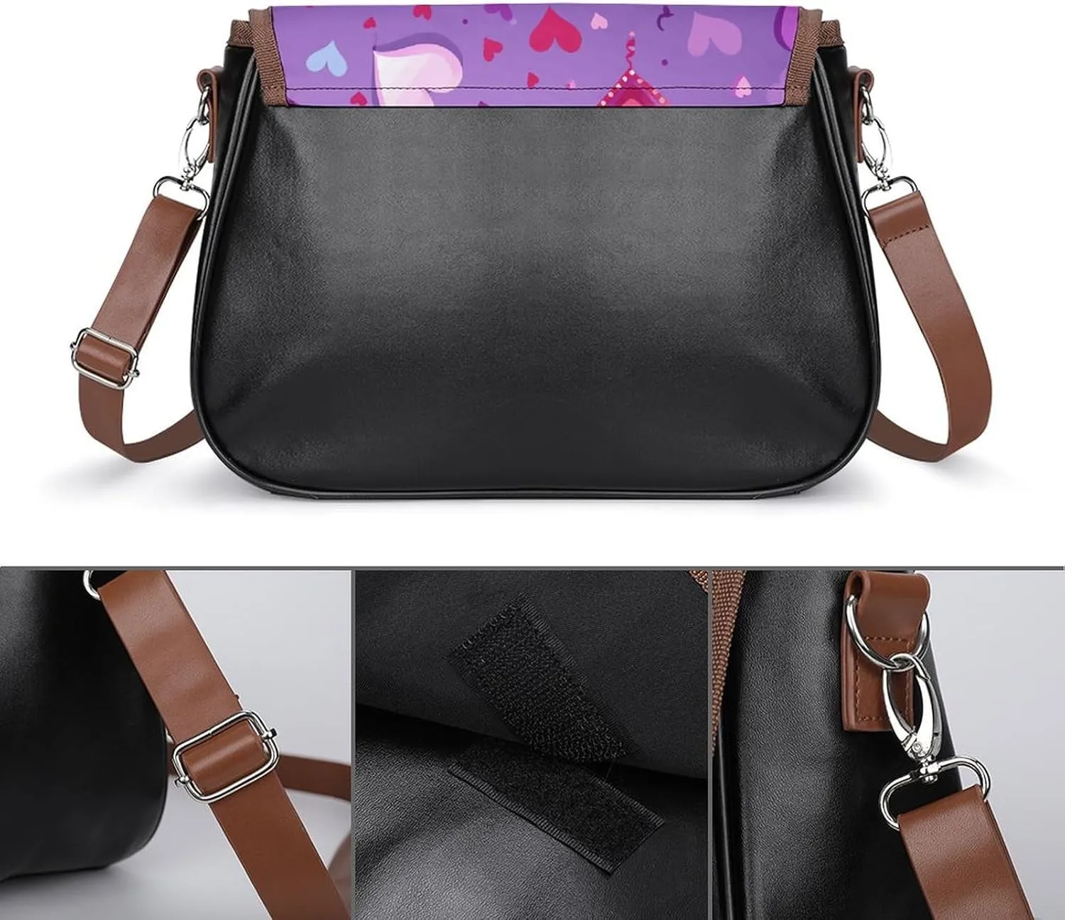 Leather Crossbody Bag for Women Bugs And Leaves Detachable Strap Handbags Travel Purse Shoulder Bag for Daily Use