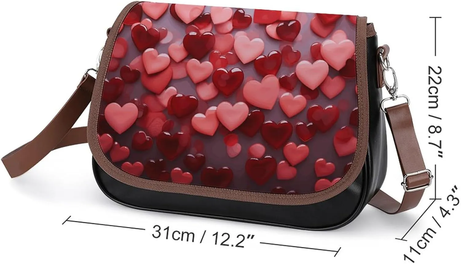 Leather Crossbody Bag for Women Navy Blue Flower Detachable Strap Handbags Travel Purse Shoulder Bag for Daily Use
