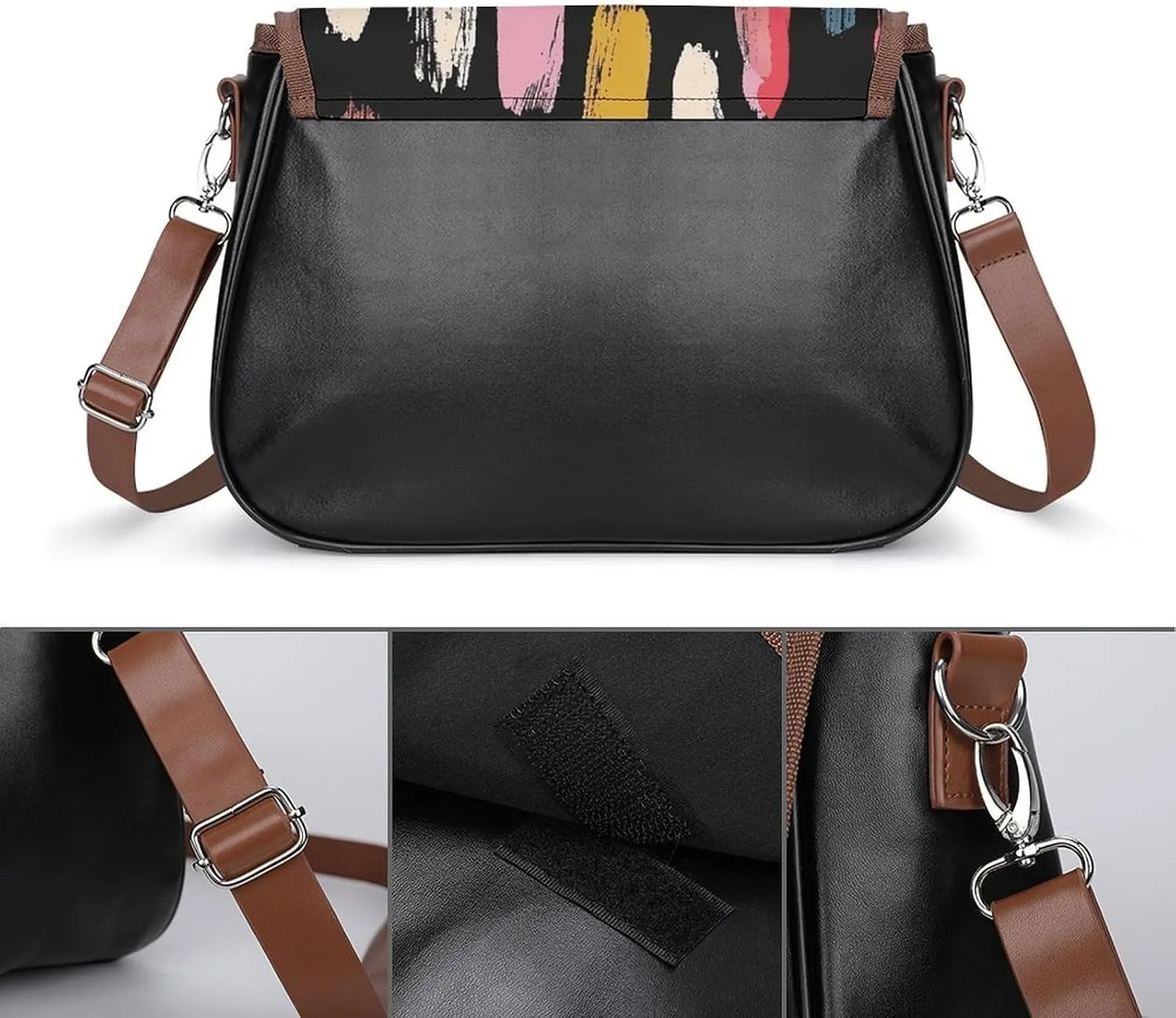 Leather Crossbody Bag for Women Small Pine Branch Detachable Strap Handbags Travel Purse Shoulder Bag for Daily Use