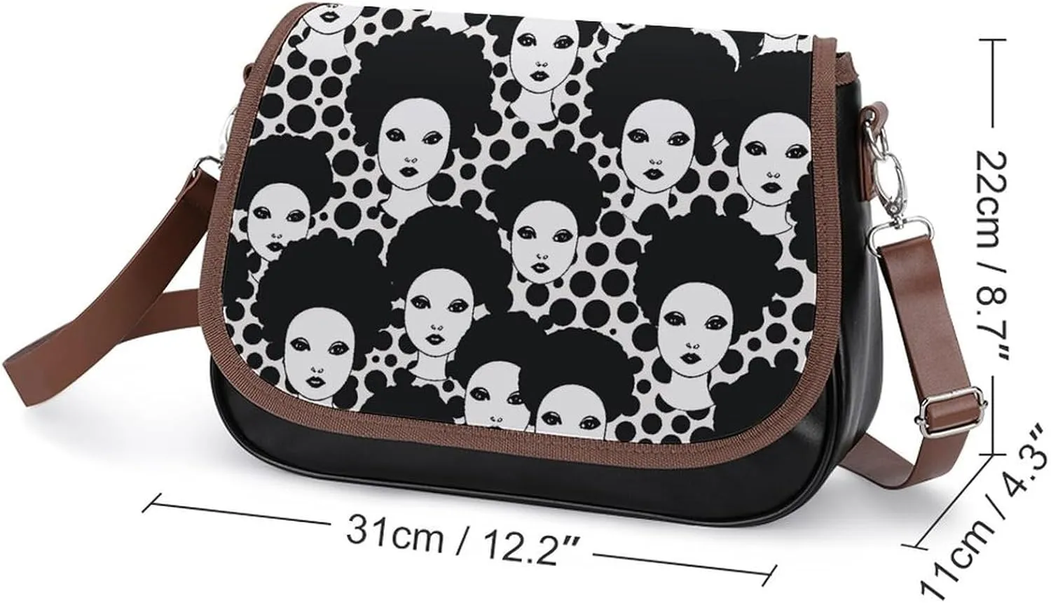 Leather Crossbody Bag for Women Small Pine Branch Detachable Strap Handbags Travel Purse Shoulder Bag for Daily Use