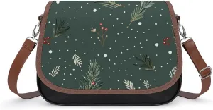 Leather Crossbody Bag for Women Small Pine Branch Detachable Strap Handbags Travel Purse Shoulder Bag for Daily Use