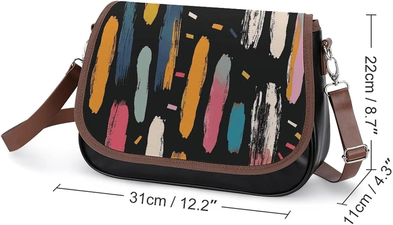 Leather Crossbody Bag for Women Small Pine Branch Detachable Strap Handbags Travel Purse Shoulder Bag for Daily Use