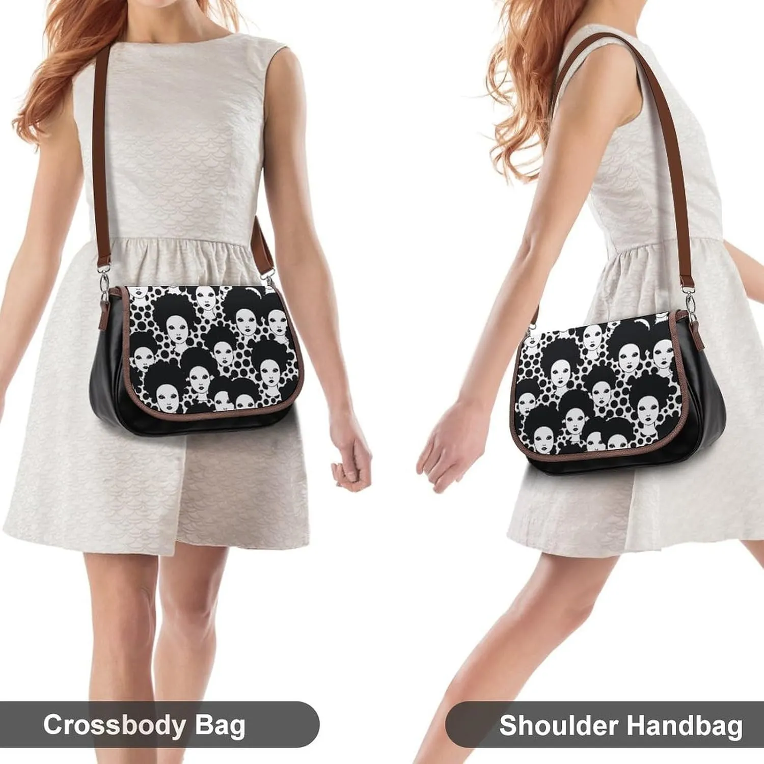 Leather Crossbody Bag for Women Small Pine Branch Detachable Strap Handbags Travel Purse Shoulder Bag for Daily Use
