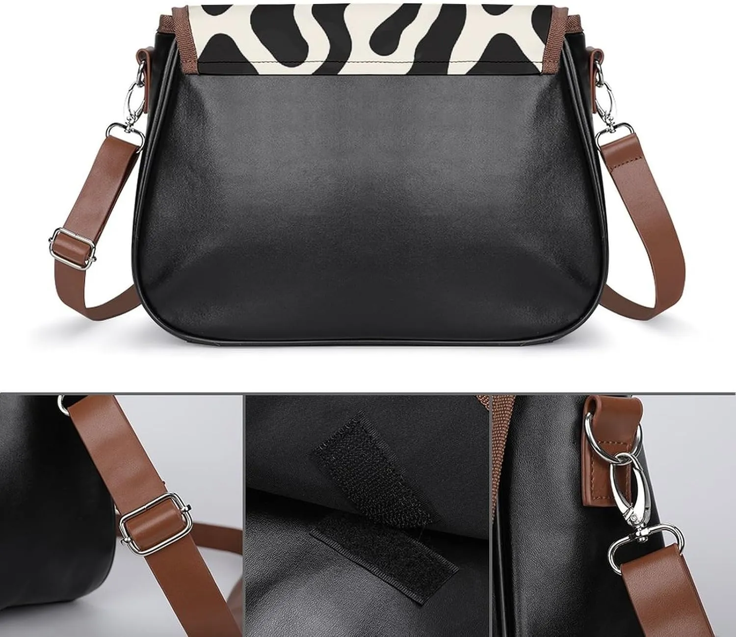Leather Crossbody Bag for Women Small Pine Branch Detachable Strap Handbags Travel Purse Shoulder Bag for Daily Use