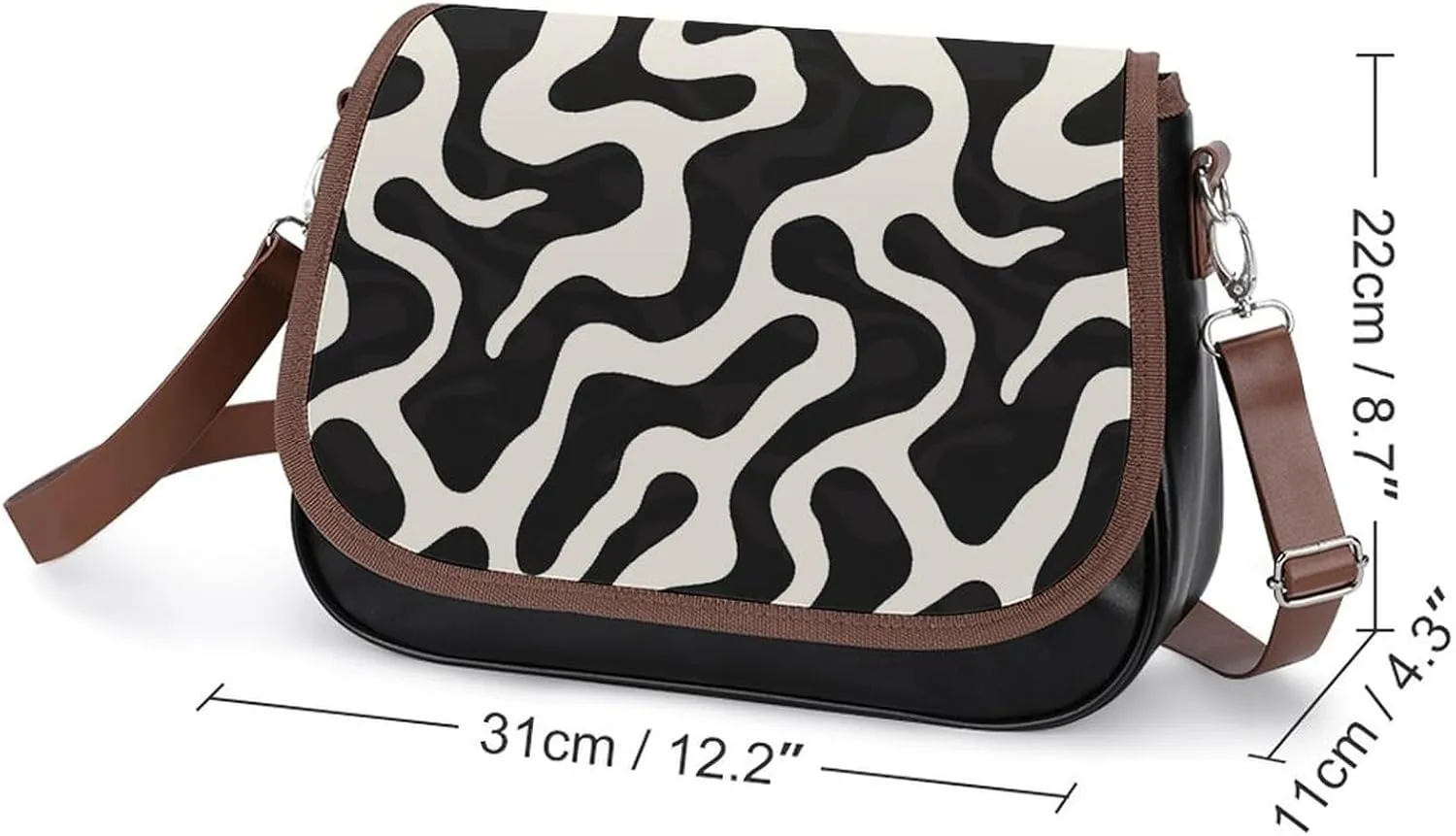 Leather Crossbody Bag for Women Small Pine Branch Detachable Strap Handbags Travel Purse Shoulder Bag for Daily Use
