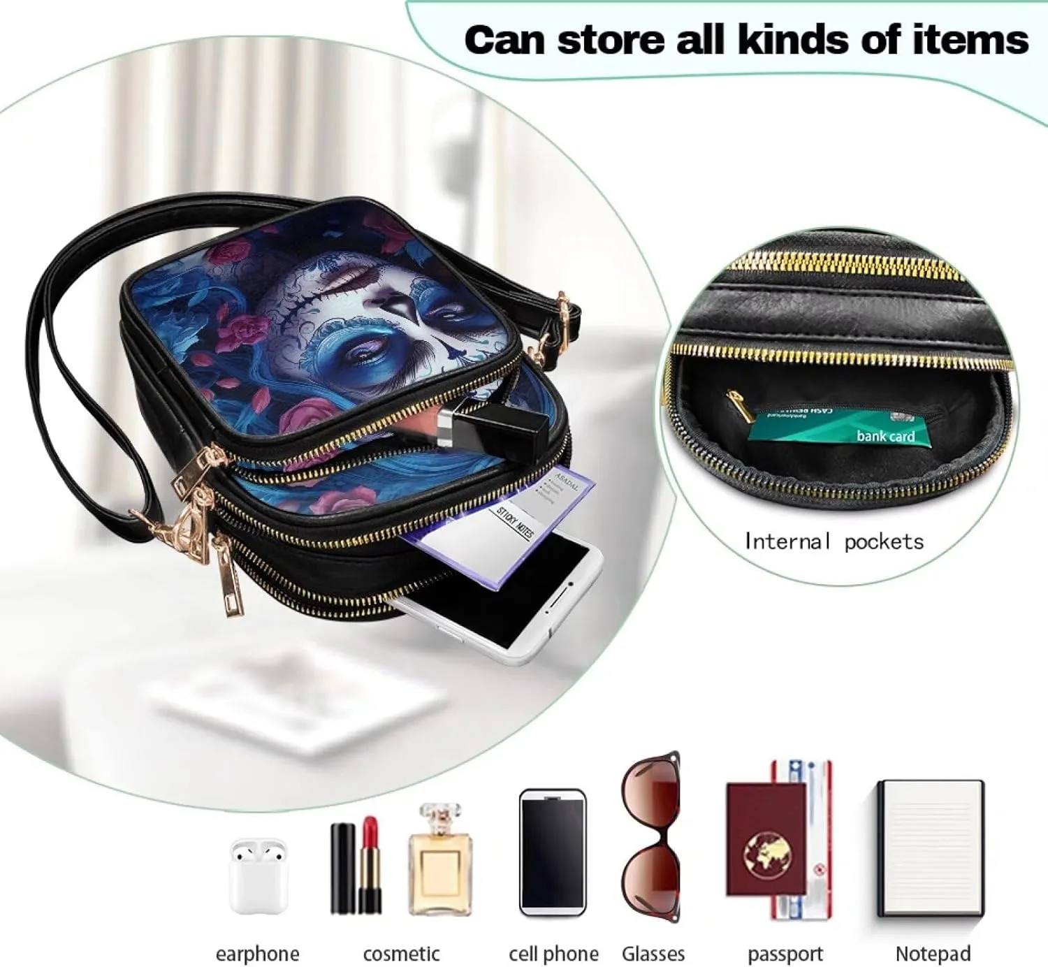Leather Crossbody Bags for Women Crossbody Sling Bags for Women Cell Phone Bag Wallet Purses Adjustable Strap