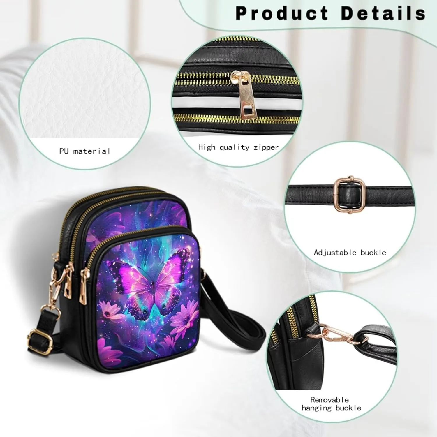 Leather Crossbody Bags for Women Small Messenger Bag Cell Phone Crossbody Wallet Purses Shoulder Bag