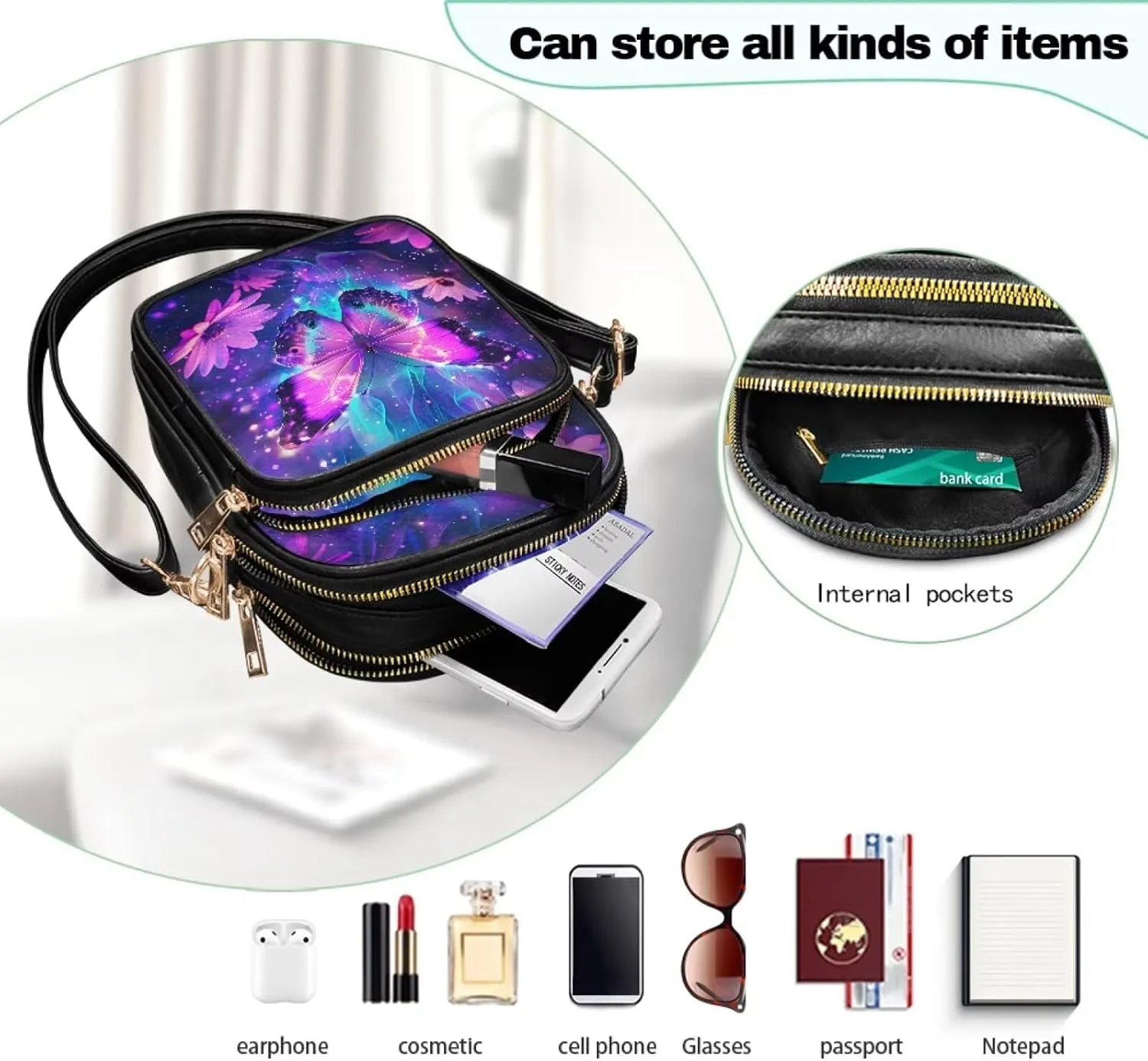 Leather Crossbody Bags for Women Small Messenger Bag Cell Phone Crossbody Wallet Purses Shoulder Bag