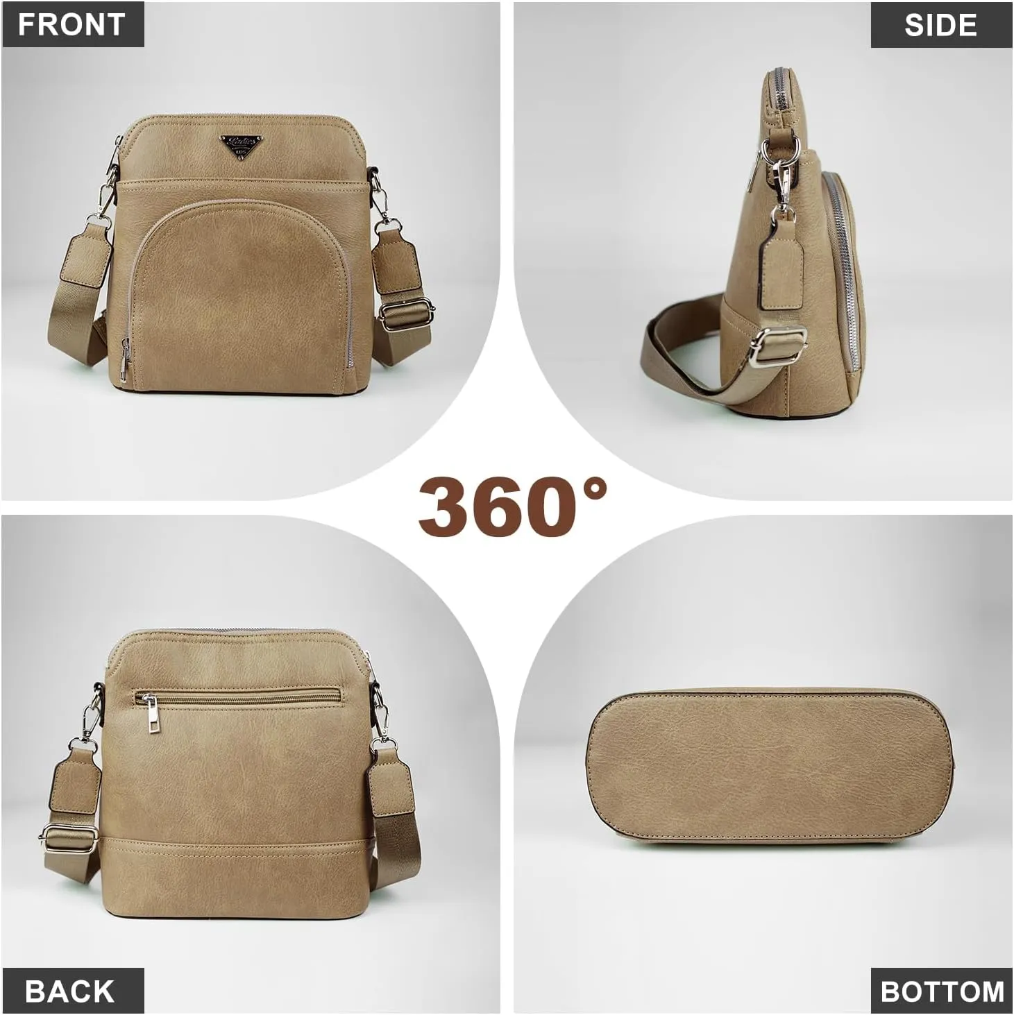 Leather Crossbody Bags for Women Trendy, Medium Size Cross Body Bag 2024, Wide Strap Women's Crossbody Purse Multi Pocket