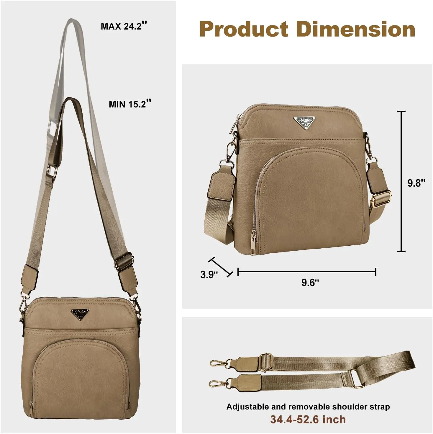 Leather Crossbody Bags for Women Trendy, Medium Size Cross Body Bag 2024, Wide Strap Women's Crossbody Purse Multi Pocket