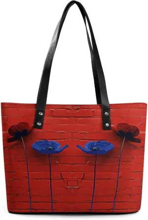 Leather Tote Bag Crossbody Bags for Women Fashion Top Handle Handbag A Red Brick Wall Ladies Shoulder Bags Casual Beach Bag Gym Bages Ladies Purses for Shopping Work Travel