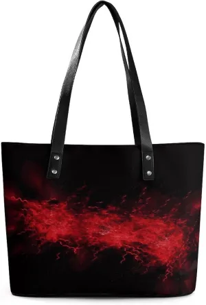 Leather Tote Bag Crossbody Bags for Women Fashion Top Handle Handbag Explosion Burst Red Black Ladies Shoulder Bags Casual Beach Bag Gym Bages Ladies Purses for Shopping Work Travel