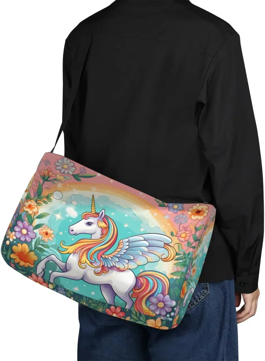 Leather Travel Duffle Bag for Women Men, Flower Floral Unicorn Animal Cute Small Sports Gym Bag Weekender Overnight Bags Underseat Carry on Luggage Bags for Airplanes, Personal Item Travel Bag,B-778