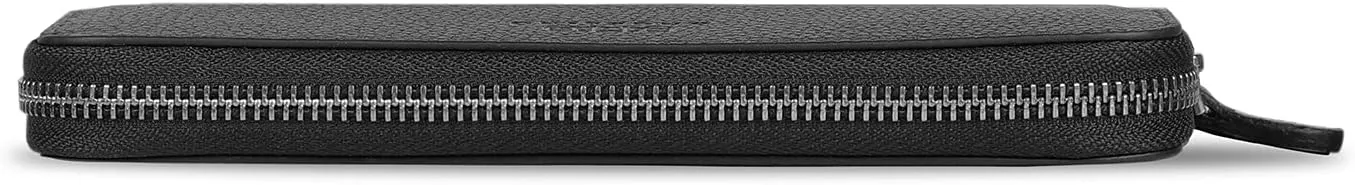 Leather Zippered Clutch with Phone Compatible Slots