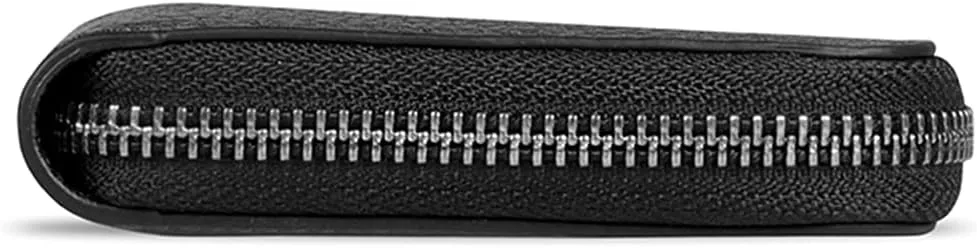 Leather Zippered Clutch with Phone Compatible Slots