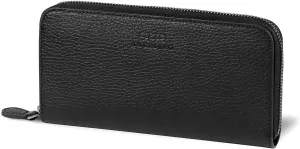Leather Zippered Clutch with Phone Compatible Slots