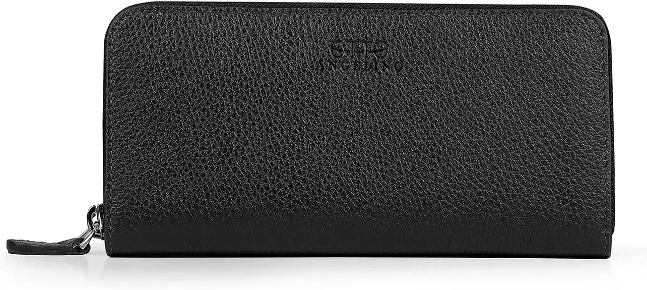 Leather Zippered Clutch with Phone Compatible Slots