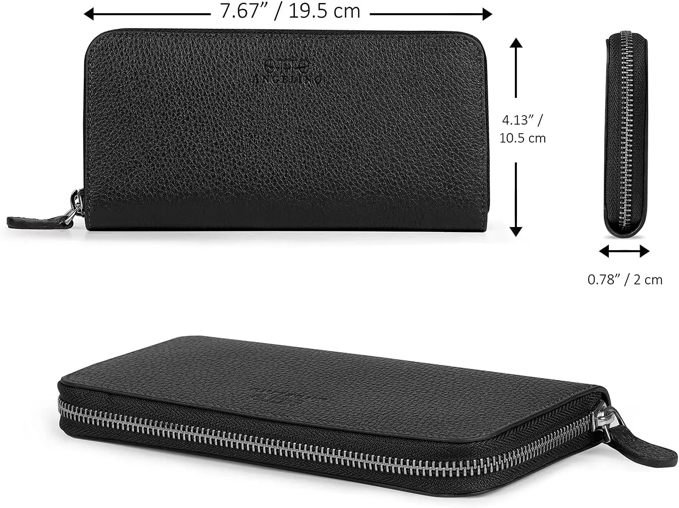 Leather Zippered Clutch with Phone Compatible Slots